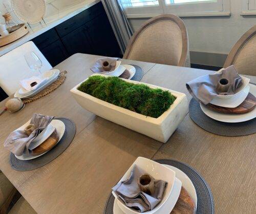 Mood Moss in long table planter