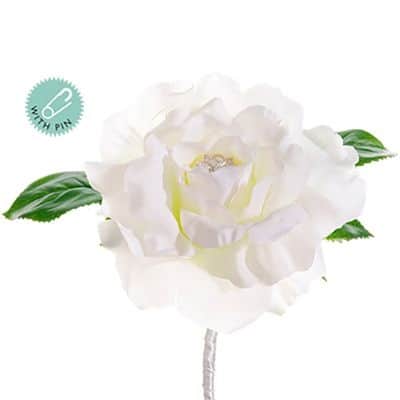 silk White Rose Boutonniere silk bridal flowers