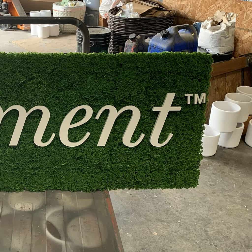 Artificial Moss Wall with Text