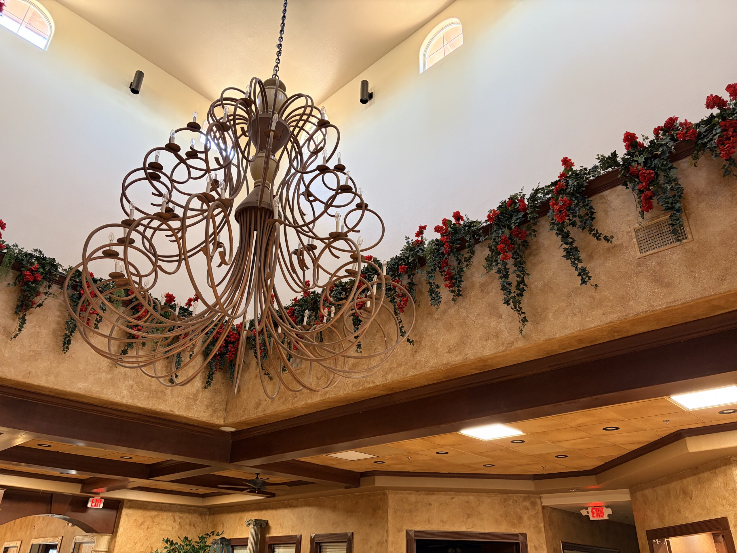Artificial Trailing Plants including ivy and red Bougainvillea